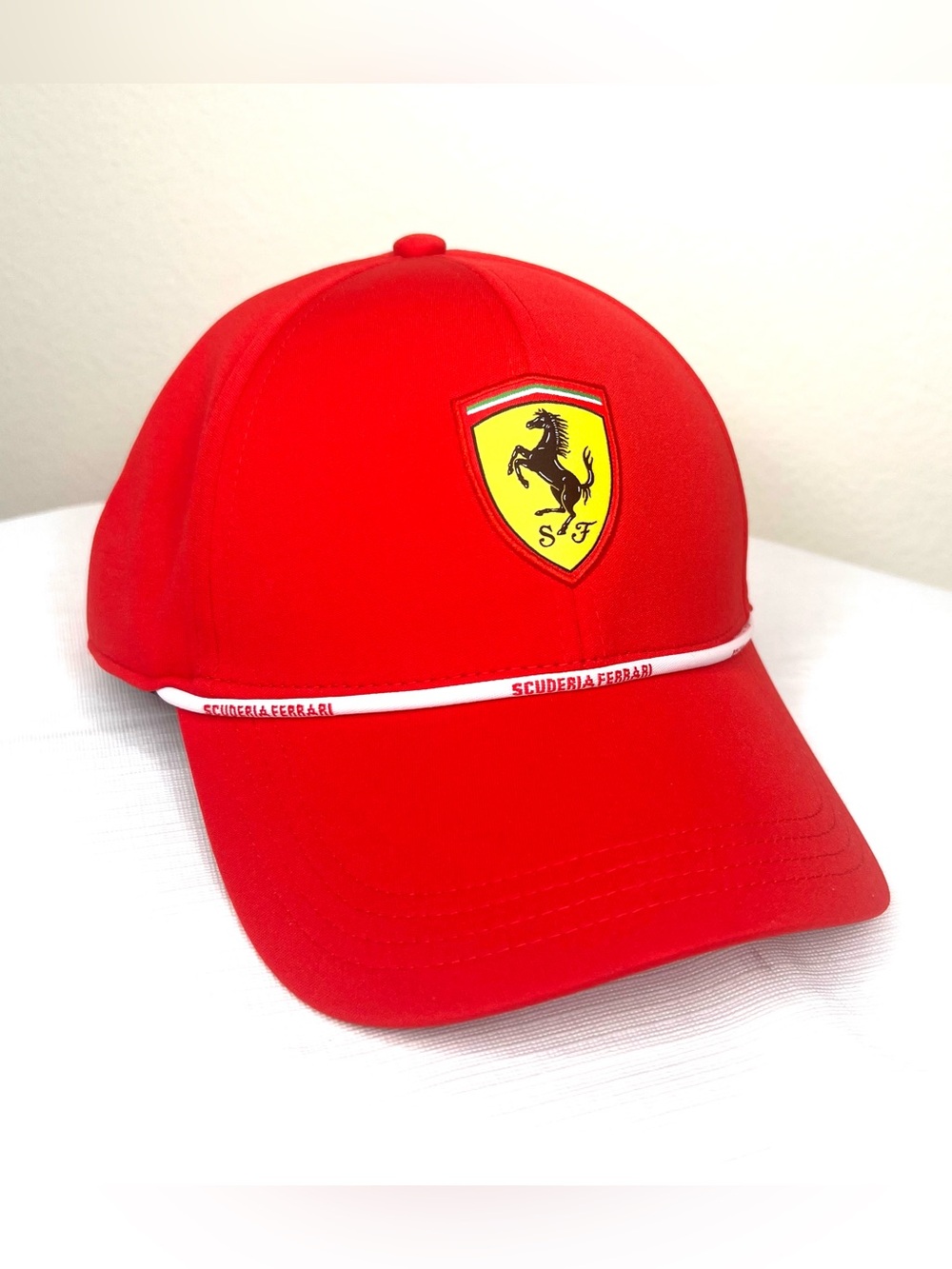 Puma Scudaria Ferrari Red Yellow Logo Baseball Hat Race Cap IBM Logo NEW